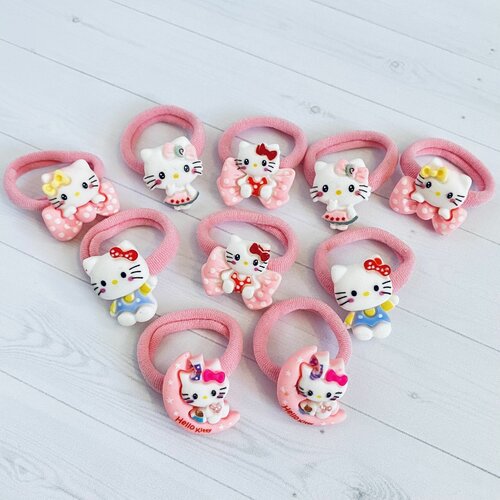 Резиночки детские с хелоу китти 10 штук набор.