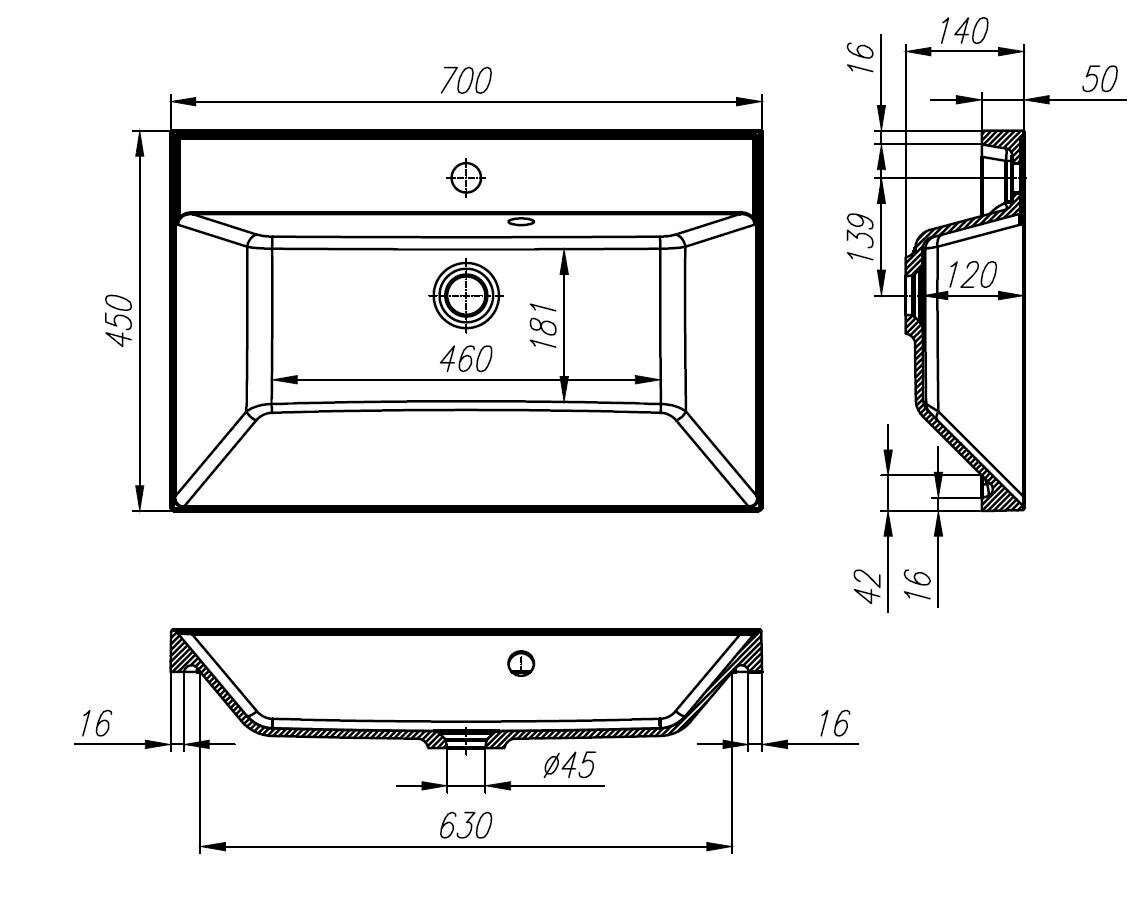 Тумба под раковину BelBagno Vittoria 700-2C-SO-BL-P Bianco Lucido - фото №12