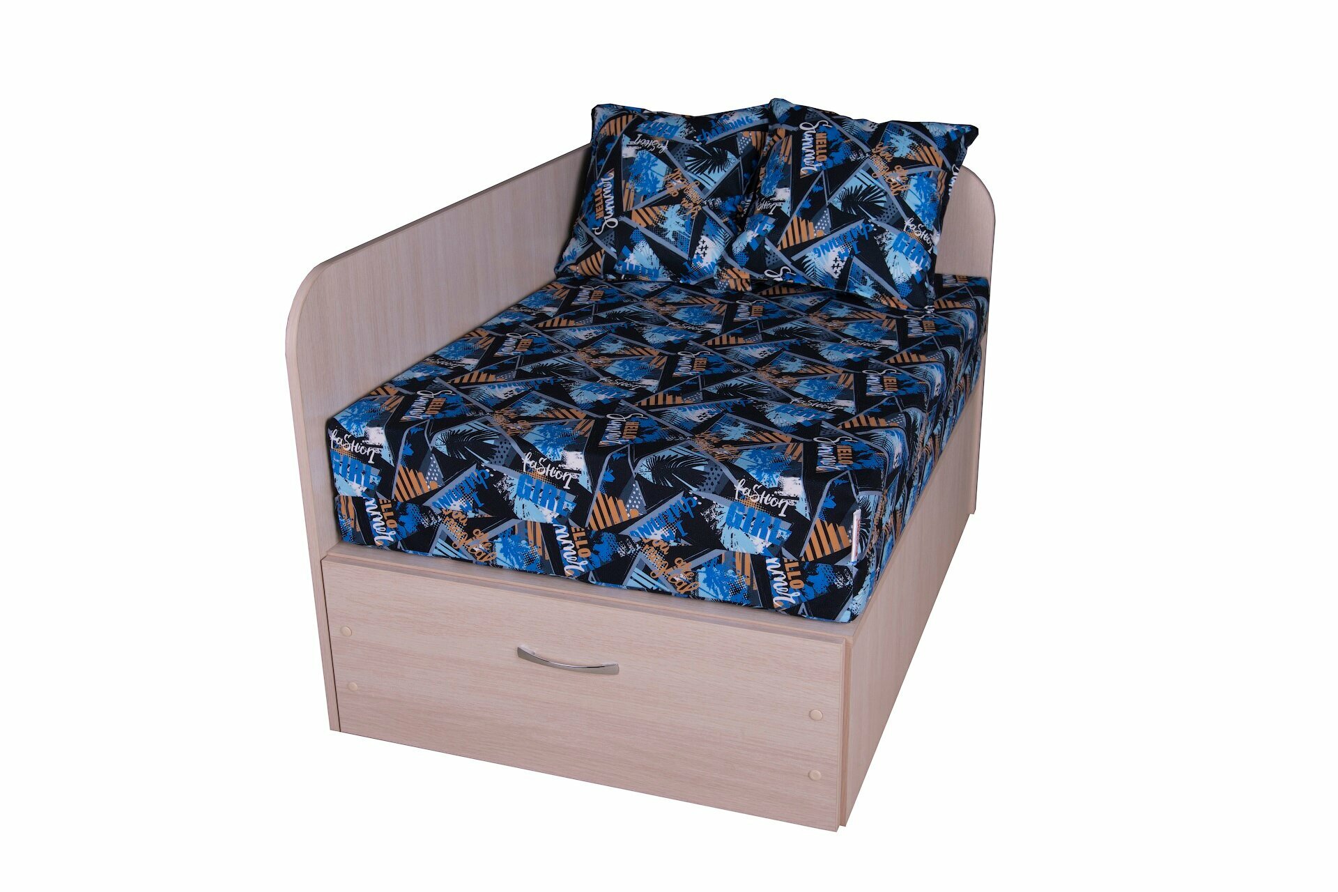 Диван-кровать раскладной детский «Чижик», синий, 98*72*63 см, молочный дуб, для детской комнаты
