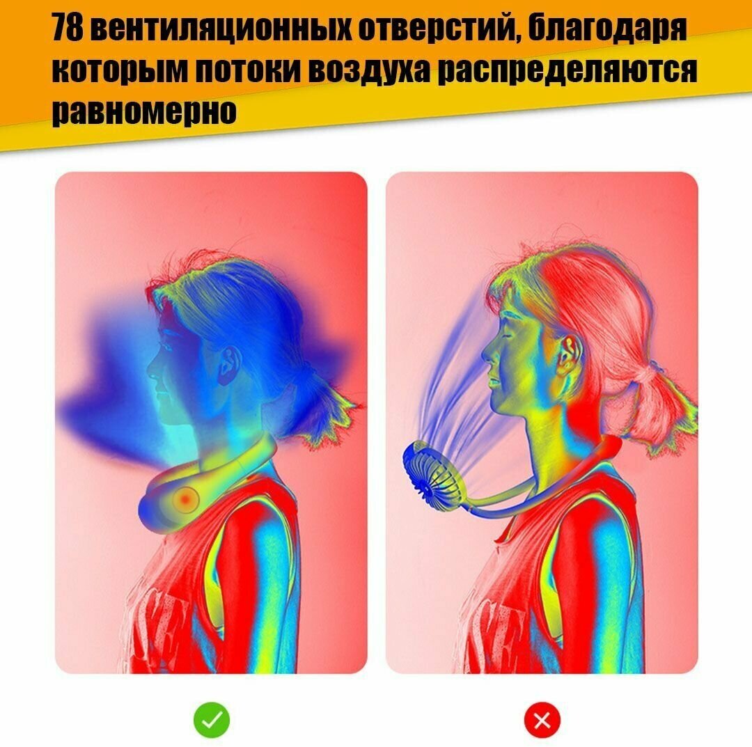 Портативный подвесной беспроводной мини вентилятор на шею BNF H11 - фотография № 3