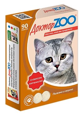 Пищевая добавка Доктор ZOO для кошек Со вкусом копченостей и биотином