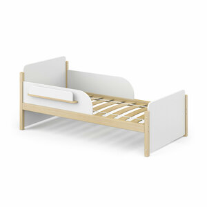 Кровать подростковая для детей с 3 лет с бортиком и полочкой "Liu" 160х80 см натуральный/белый
