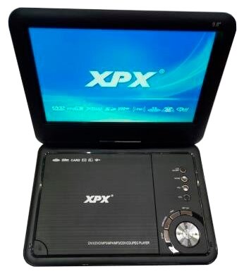 Портативный CD-DVD плеер с поворотным экраном 9,8 дюймов XPX EA-9067 (FM / TV / USB / SD)