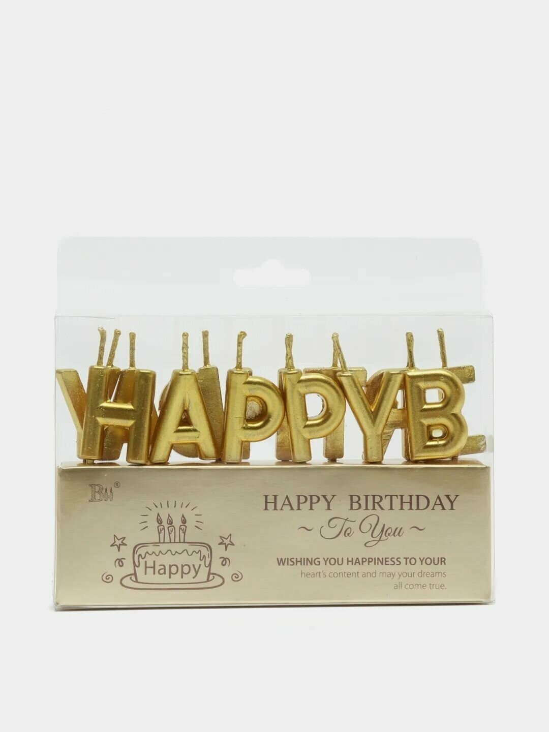 Свечи буквы для торта HAPPY BIRTHDAY Золото / С днем рождения