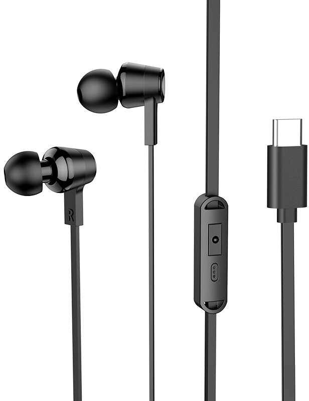 Наушники M86, Type-C, Ocean universal digital earphones, HOCO, вакуумные с микрофоном, черные