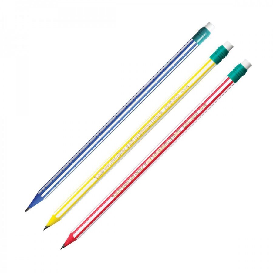 Набор чернографитных (простых) карандашей BIC Evolution Stripes (НВ, с ластиком) блистер, 3шт. (8902781)