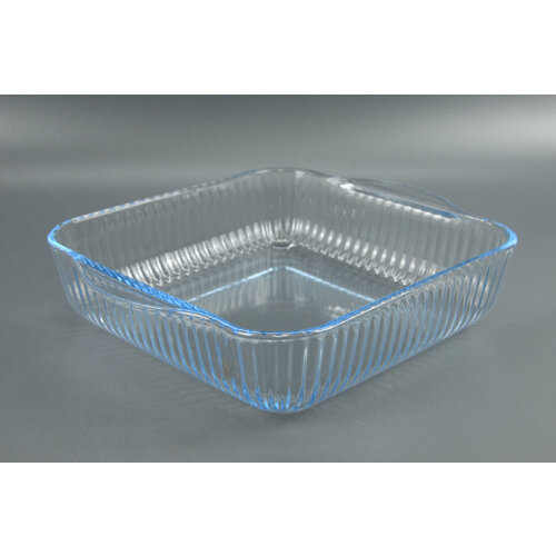 Стеклянная жаропрочная форма для запекания квадратная с ручками, объемом 1,95 литра, 25,6 * 22 * 6 см