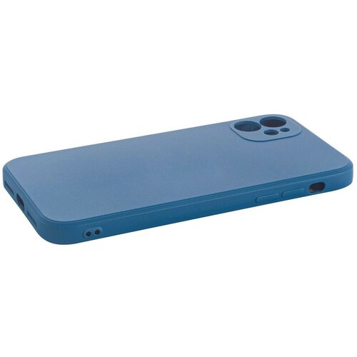 Чехол для Iphone 12 с защитой камеры и подложкой из микрофибры Silicone Blue, синий