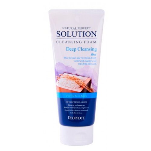 Пенка для умывания рисовая вода,deoproce natural perfect solution cleansing foam deep cleansing170мл