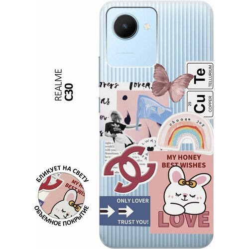 Силиконовый чехол с принтом Cute Stickers для realme C30 / Рилми С30 силиконовый чехол с принтом hippie stickers для realme c30 рилми с30