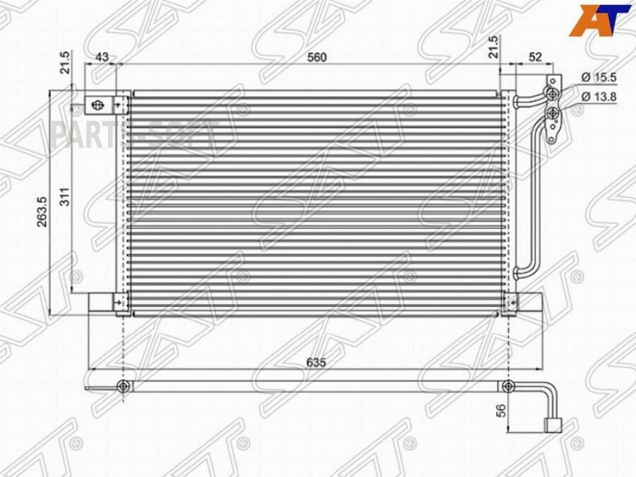 SAT ST-BW46-394-0 Радиатор кондиционера BMW 3-Series 98-06 / X3 03-10