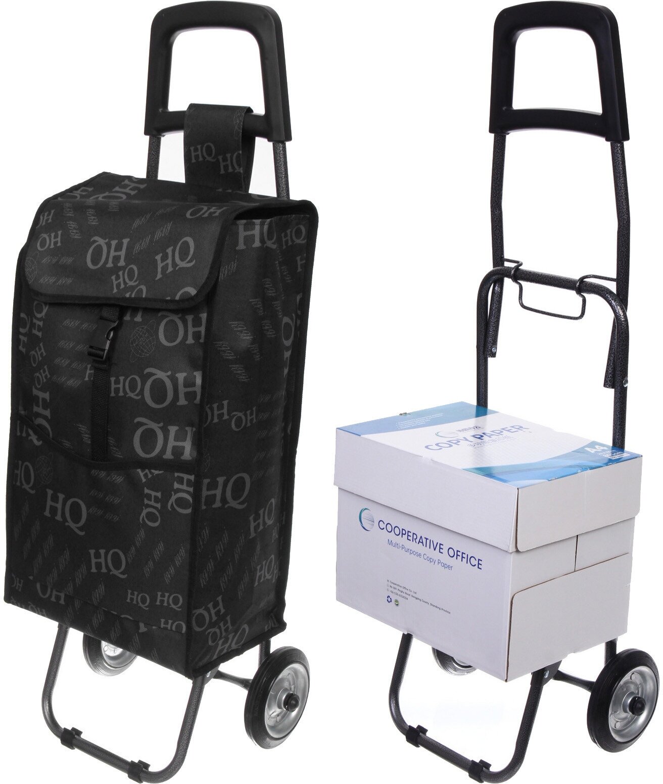 Тележка хозяйственная с сумкой (93*33*26см, колеса 14 см, грузоподъемность до 25 кг) черная SYD-007 - фотография № 4