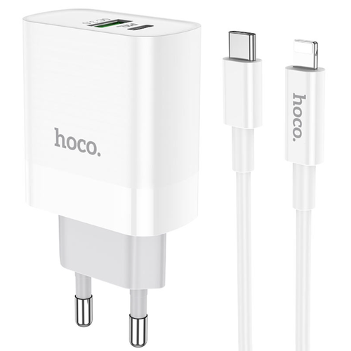 Сетевое зарядное устройство Hoco C80A Rapido PD20W + кабель USB Type-C - Lightning, белый
