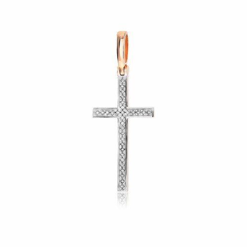 фото Подвеска valtera, красное золото, 585 проба, родирование, бриллиант, размер 3.1 см.