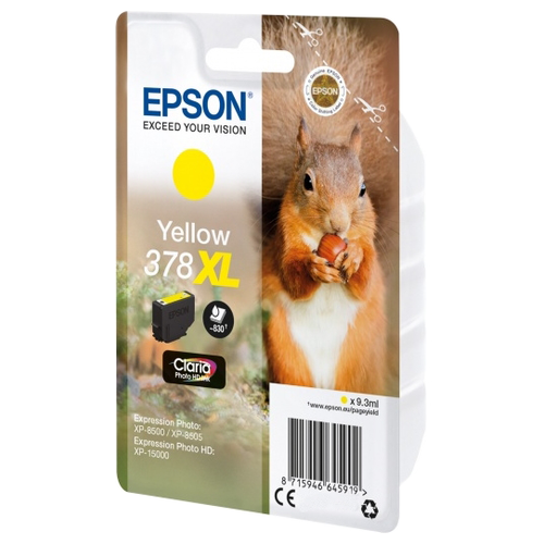 Картридж Epson C13T37944020, 830 стр, желтый yotat empty t378 378xl t3791 refillable ink cartridge with arc chip compatible for epson xp 8500 xp 8505 xp 8600 xp 8605