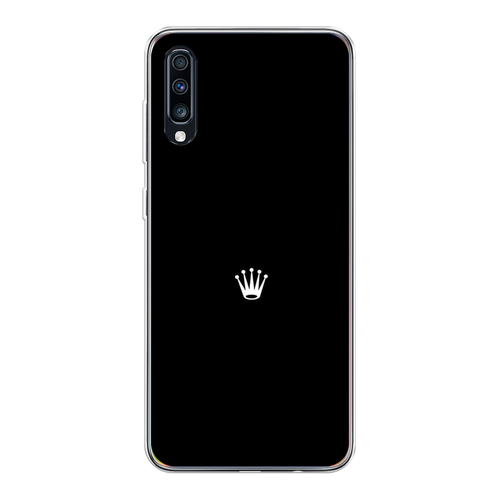 Силиконовый чехол на Samsung Galaxy A70 / Самсунг Галакси А70 Белая корона на черном фоне силиконовый чехол на itel a70 ител а70 белая корона на черном фоне