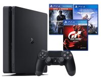 Игровая приставка Sony PlayStation 4 Slim 500 ГБ черный + GT Sport, Uncharted 4, Horizon Zero Dawn +