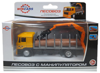 Грузовик Wincars лесовоз с манипулятором (U1401A-4) желтый/серый