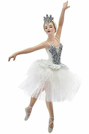 Ёлочная игрушка балерина - снежинка, блондинка, полистоун, текстиль, 16 см, Kurts Adler E0541-1