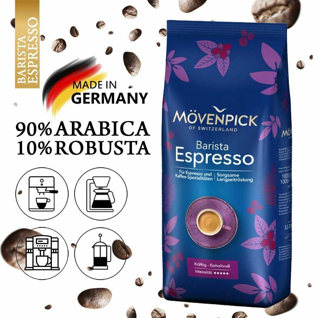 Кофе зерновой MOVENPICK Espresso, темная обжарка, 500 гр [17020] - фото №19