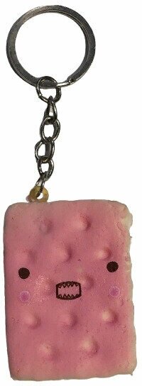 Сквиш-Мялка антистресс на брелоке "Пирожное сэндвич светло-розовое".