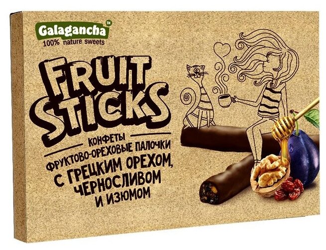 Конфеты FruitSticks с черносливом, грецким орехом и изюмом 175 гр Берестов А.С. - фотография № 4