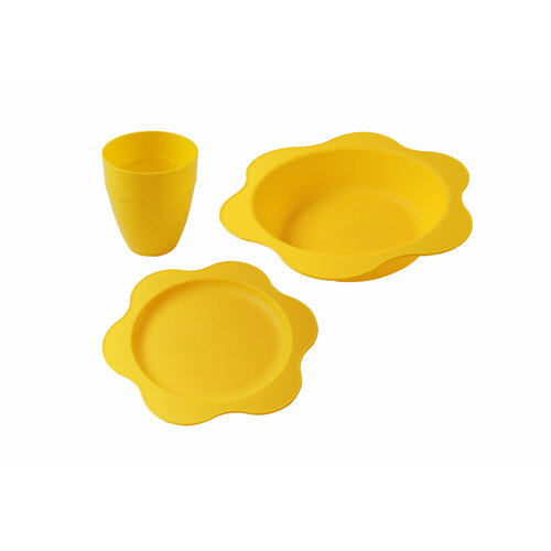 Набор пластиковой посуды Happy Time МК на 1 персону, желтый набор посуды футбол на 1 персону 4пр