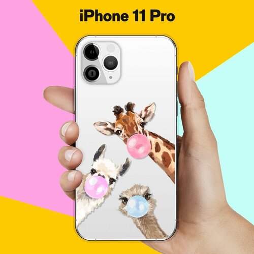 Силиконовый чехол Лама, жираф и страус на Apple iPhone 11 Pro силиконовый чехол лама жираф и страус на honor 8a pro