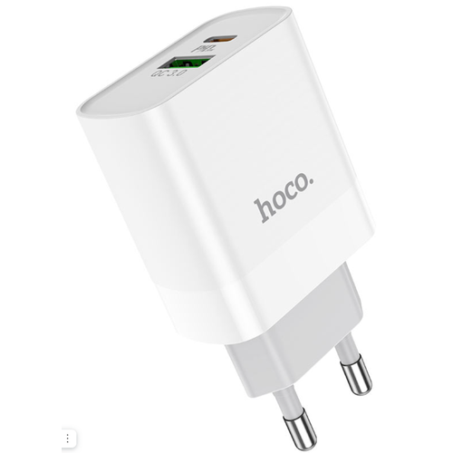 адаптер питания hoco n14 smart charging single port pd20w qc3 0 charger с кабелем type c to lightning usb c 5v max 3a 20вт белый Сетевое зарядное устройство Hoco C80A Rapido PD20W, 20 Вт, EU, белый