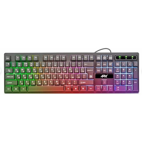 Игровая клавиатура проводная Defender Arx GK-196L RU, радужная подсветка, серый