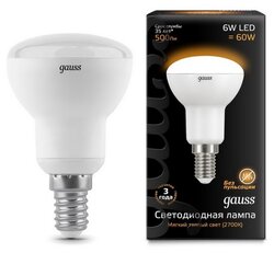 Лампа светодиодная gauss 106001106, E14, R50, 6Вт