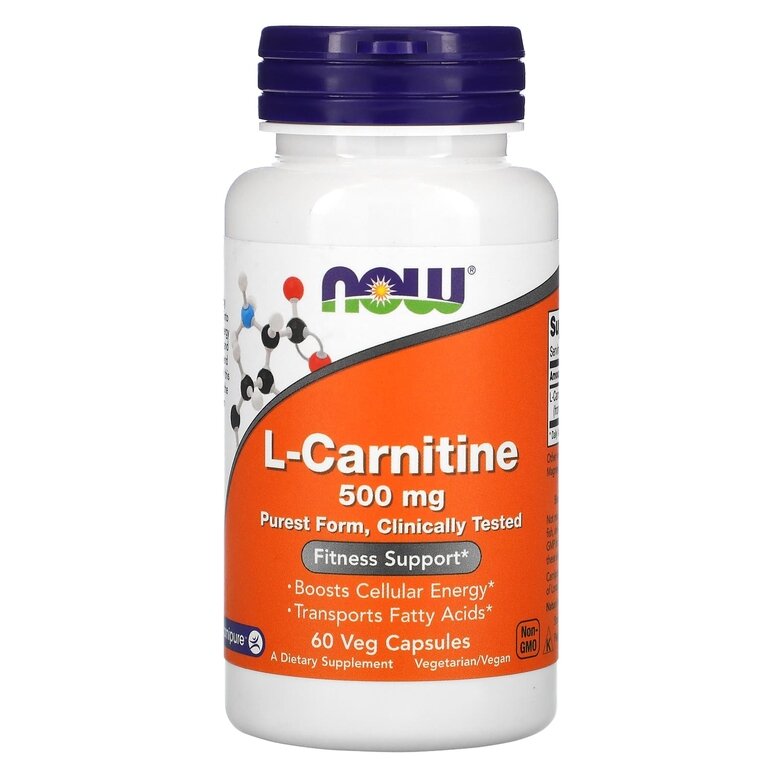 NOW Carnitine 500 мг 60 вег. капсул (NOW)