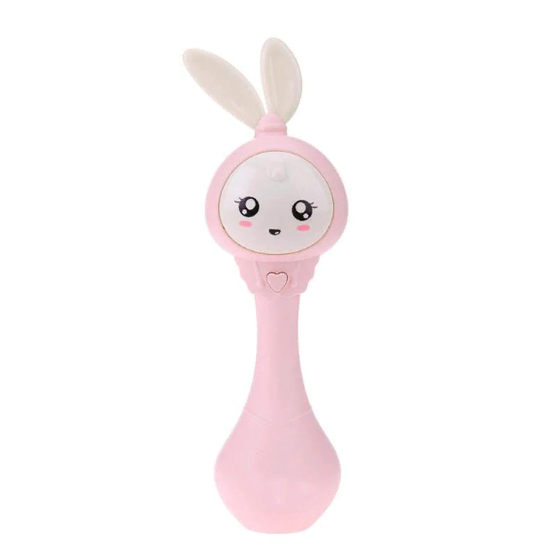 Погремушка / Интерактивная развивающая игрушка Умный малыш Зайка, розовый (ST-667)