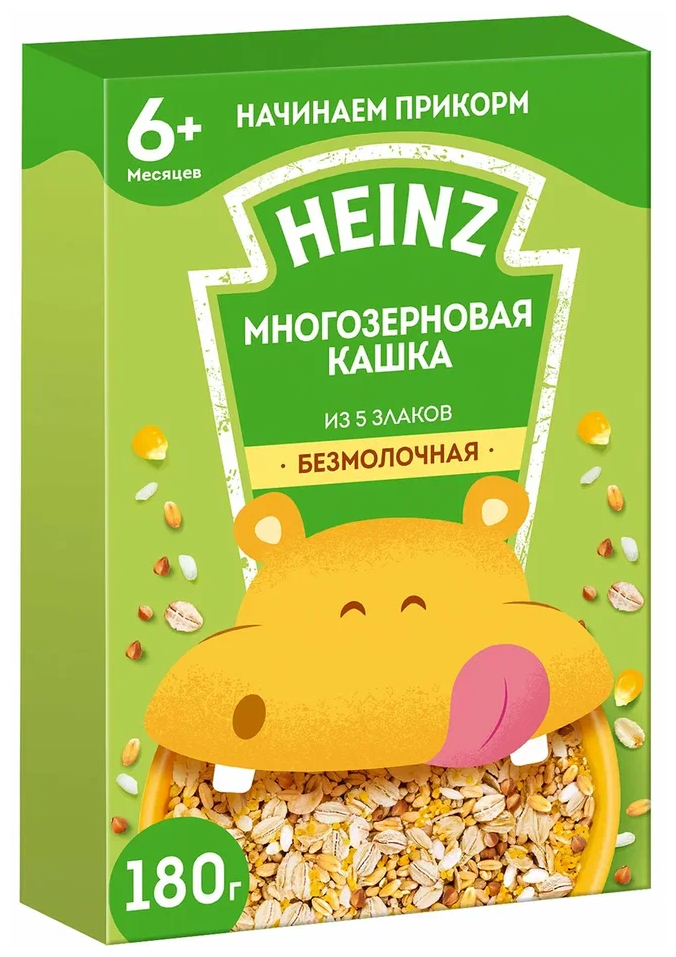 Каша безмолочная Heinz многозерновая из 5 злаков с 6 мес., 200 г - фото №1