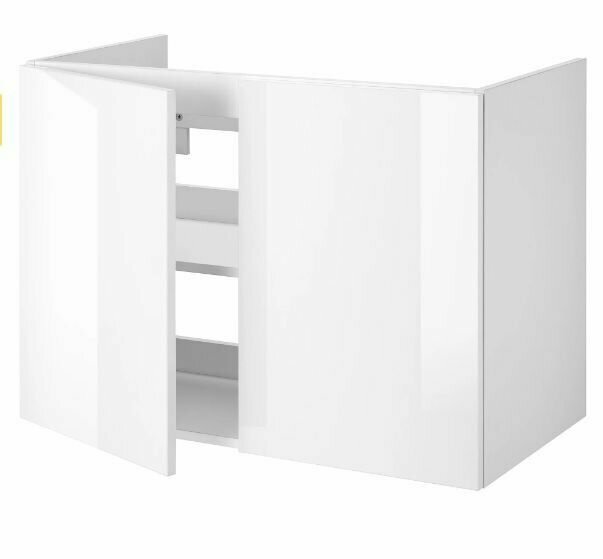 Шкаф тумба под раковину для ванной IKEA FISKAN фискон, 80x40x60 см, глянцевый белый