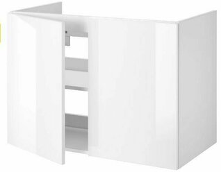 Шкаф тумба под раковину для ванной IKEA FISKAN фискон, 80x40x60 см, глянцевый белый