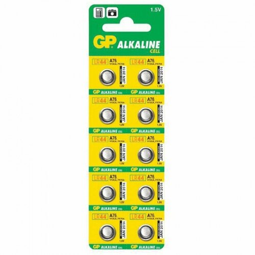 Батарейка алкалиновая GP А76-2C10 Alkaline cell LR44 AG13 A76 357 1,5В дисковая 10шт батарейка gp alkaline cell a76 lr44 в упаковке 1 шт