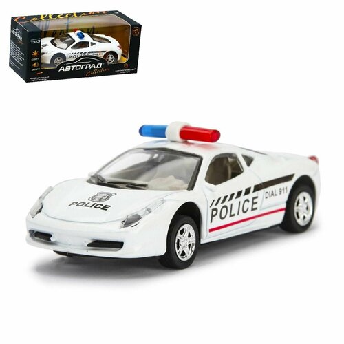 Машина металлическая Полиция, инерционная, свет и звук, масштаб 1:43