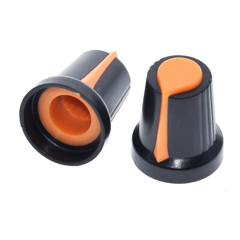 Ручка AG2 для потенциометра с круглым валом 6 мм с зубьями (WH148), пластик, оранжевая, 5 шт.