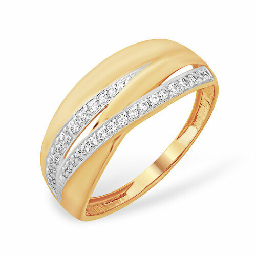 Кольцо Яхонт, красное золото, 585 проба, фианит, размер 18, бесцветный, золотой кольцо яхонт красное золото 585 проба фианит размер 18 бесцветный золотой