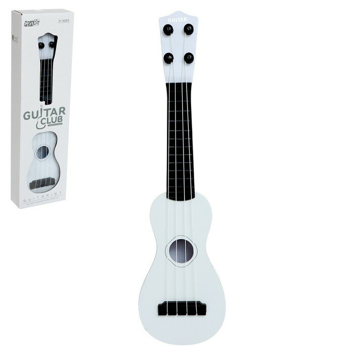 Игрушка музыкальная - гитара "Стиль", 4 струны, 38,5 см, цвет белый