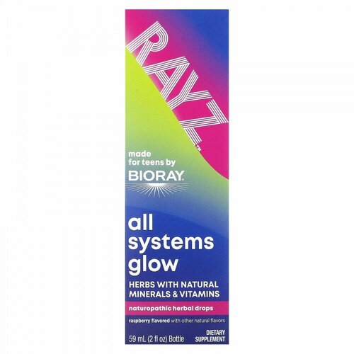 Bioray Inc, Rayz, All Systems Glow, For Teens, Raspberry, 2 fl oz (59 ml)
