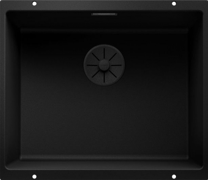 Интегрированная кухонная мойка 53х53см, Blanco Subline 500-U Silgranit Black Edition, черная