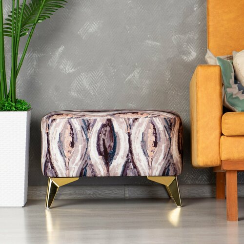 Монца Пуфик для прихожей с ножками из золота 35 х 60 х 40 см велюровая обивка 7100₽