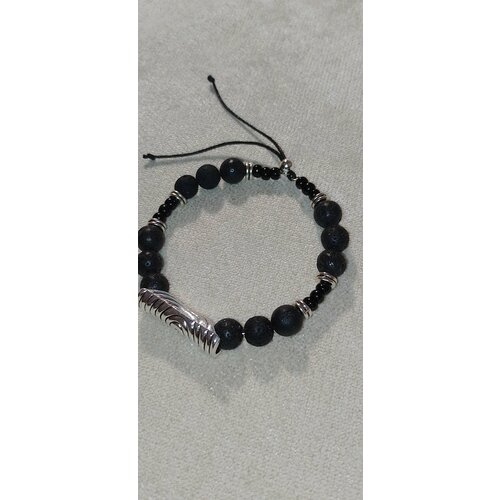 фото Браслет, металл, серебряный, черный мастерhand