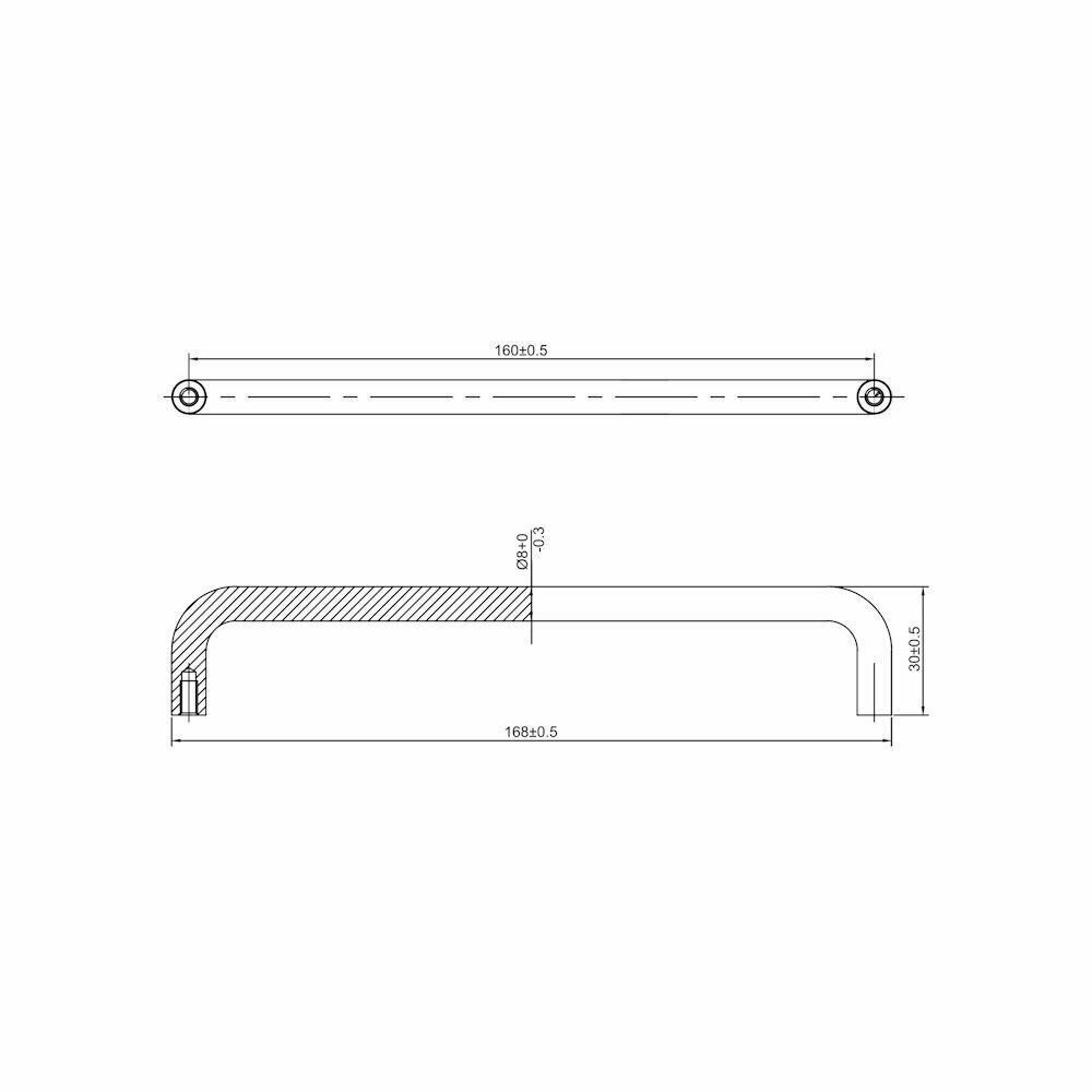 Ручка-скоба Inred IN.01.3024.160. BN матовый хром, ручка для шкафов и комодов, для кухонного гарнитура, для мебели — фото 1