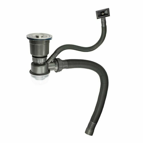 Сифон для мойки большая горловина с переливом с отводом под сливной шланг и со съёмной корзинкой для мусора 921₽