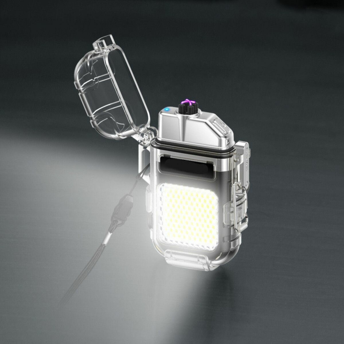 Электрическая зажигалка плазма с фонарем водонепроницаемая