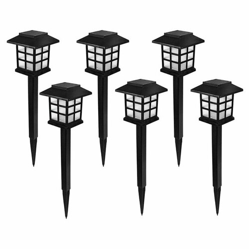 Светильник садовый на солнечных батареях Домик, черный , комплект из 6 штук