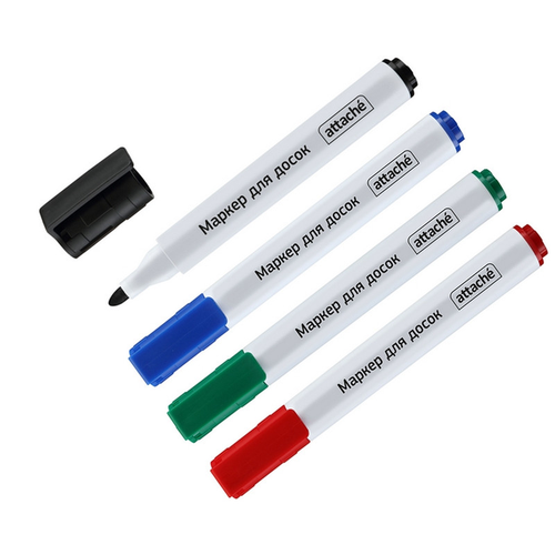 Attache Маркер для досок Attache Accent набор 4 цвета, круглый наконечник, 1-5 мм attache маркер для досок 1 5 мм красный